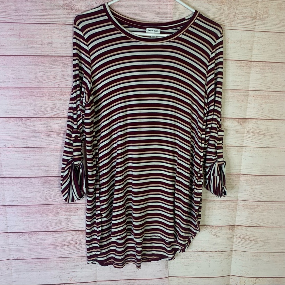 Love, Fire Striped‎ 3/4” Sleeve Top Size Large